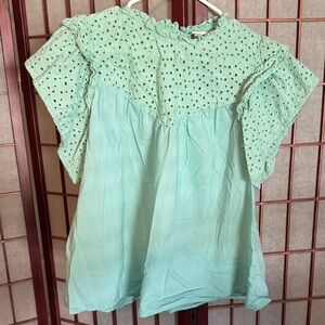 a new day Light Green Eyelet Blouse